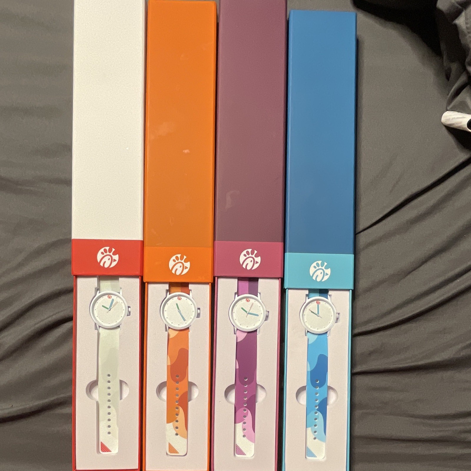 Chick-fil-A Originals Quartz Analog Wristwatch Lot of 4 Silicone Straps Colors