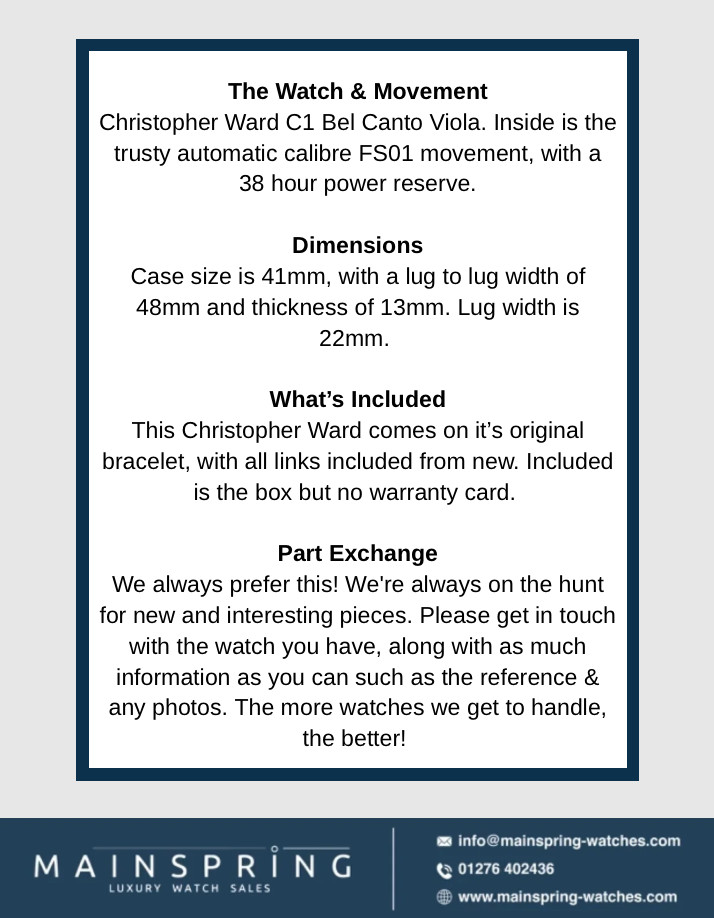 Christopher Ward C1 Bel Canto | Viola | 2024 | Titanium