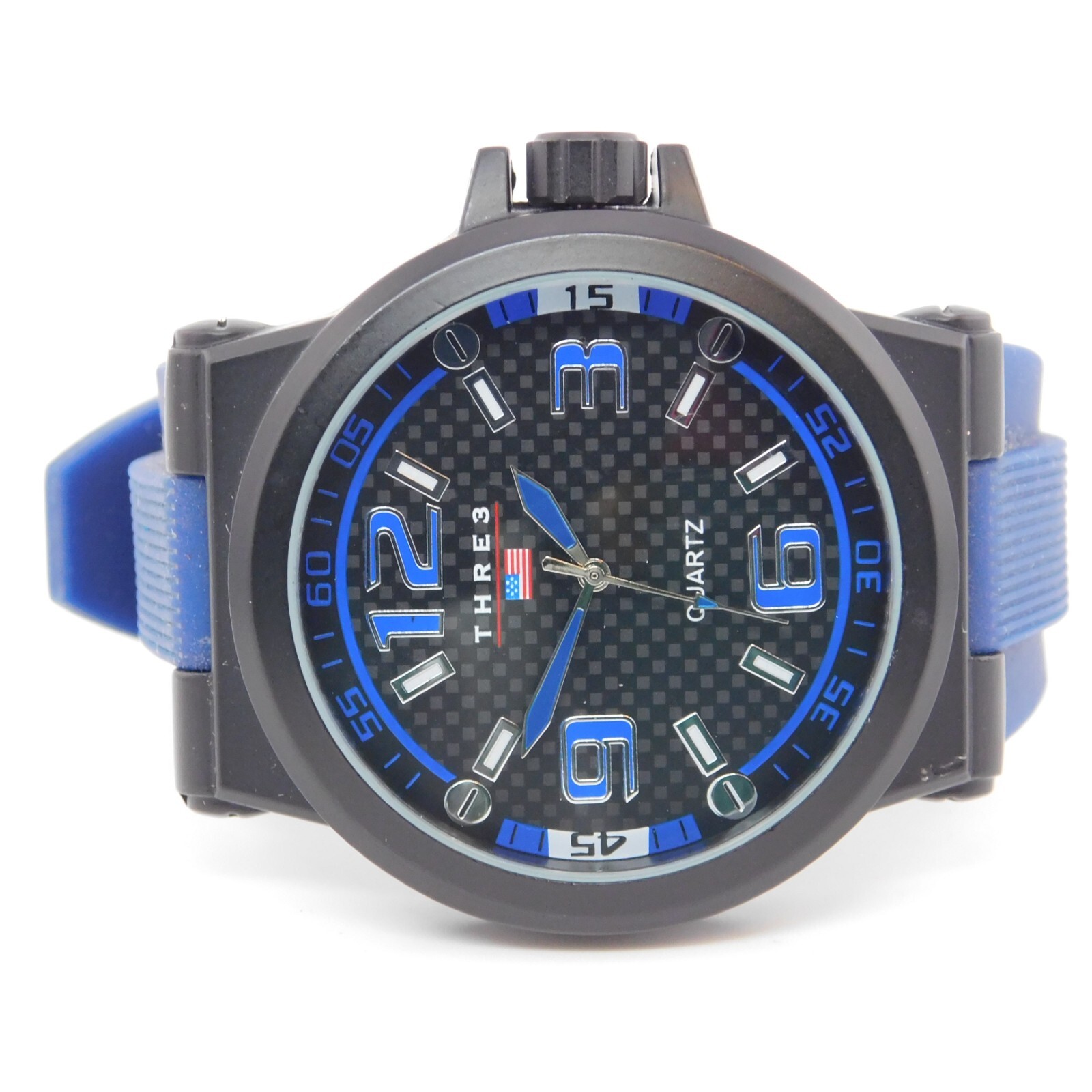 ACCUTIME WATCH CORP. THRE3 USF9104 Quartz Analog Men’s Watch New Battery