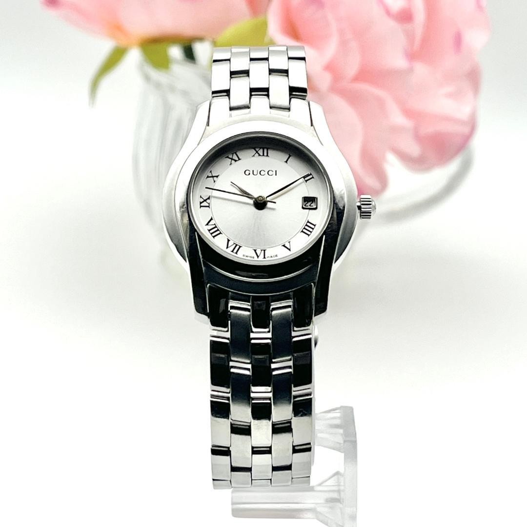 GUCCI 5500L Women’s Quartz Watch Date Roman Silver Used
