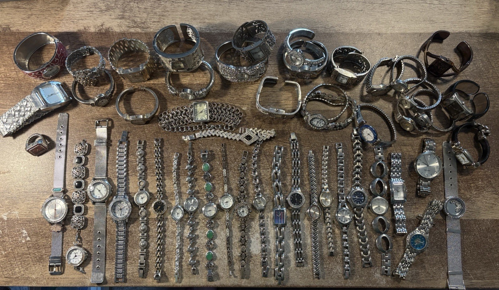 Women Watch Lot Of (50) Untested,Silver/Gold Tone,Gemmed,Ladies Quartz Watches