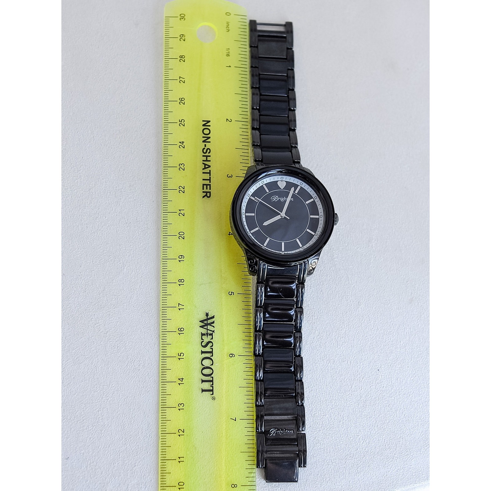 Brighton Carpinteria Chunky Wide Watch Dark Bronze Black Acrylic Fold Over Clasp
