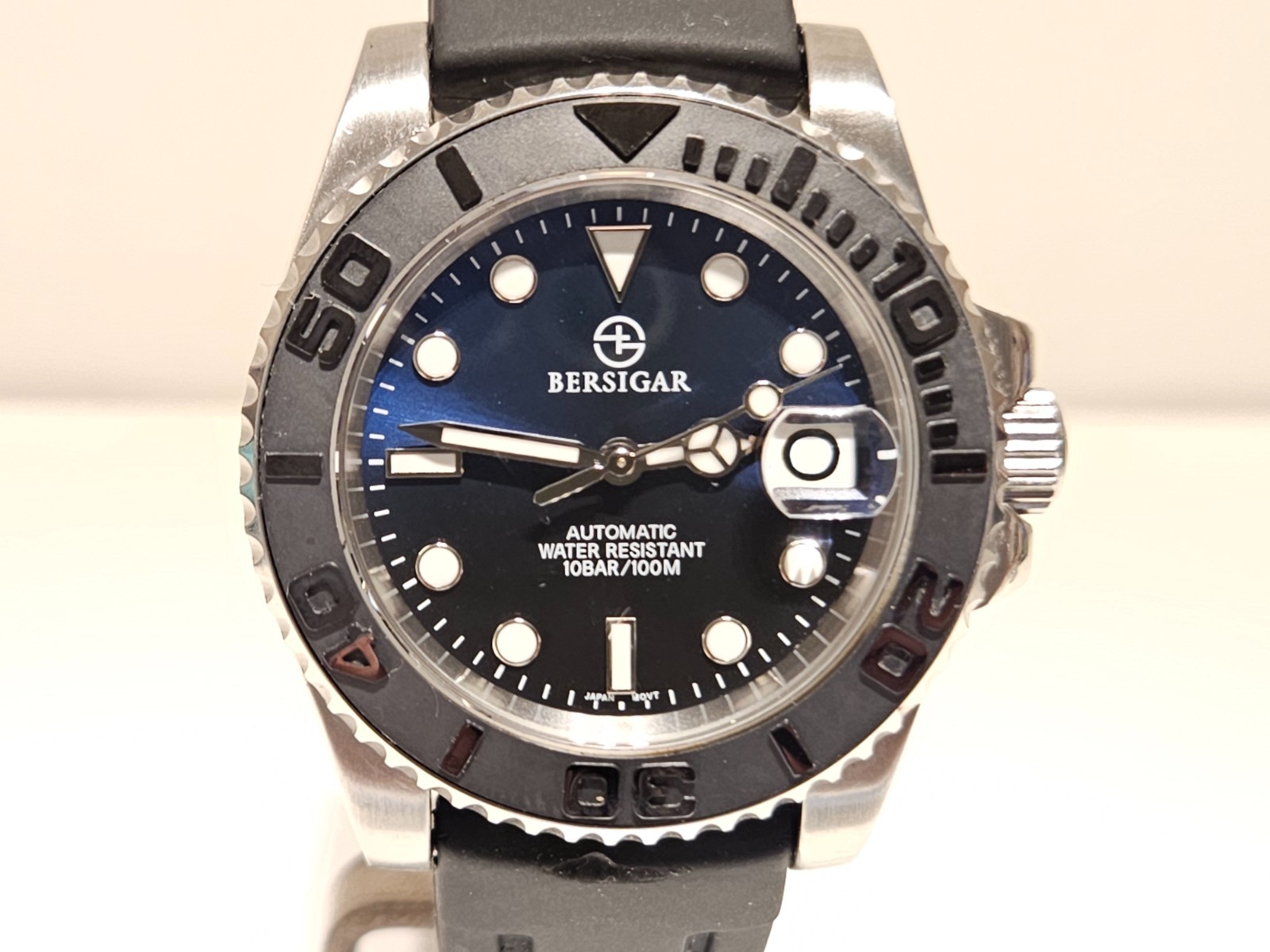 RETRO SPORT DIVER 100M ALL ST. STEEL BLUE DIAL MEN’S AUTOMATIC WATCH “BERSIGAR”