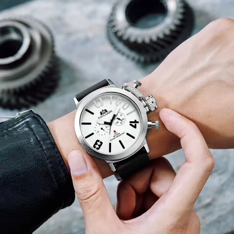 PAULAREIS Automatic Watches for Men Mechanical Self Wind Rubber Strap Watches