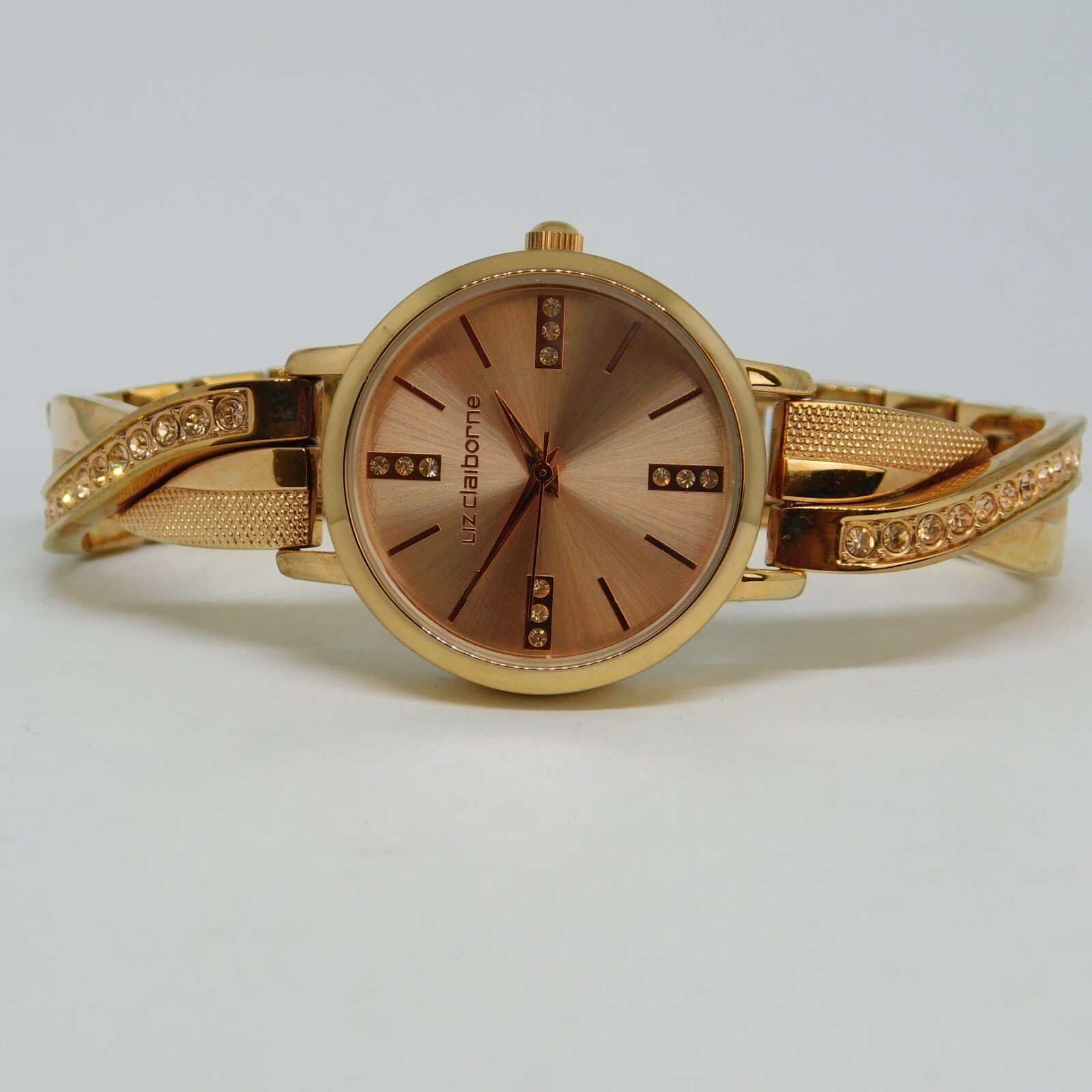 Liz Claiborne LC1219 Rose Gold Tone Analog Women’s Watch Sz. 6 1/2″ New Battery