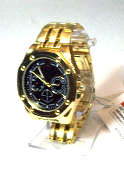Accutime Mens Watch w/Push Button Deployant Band fits 8.50″ New w/papers