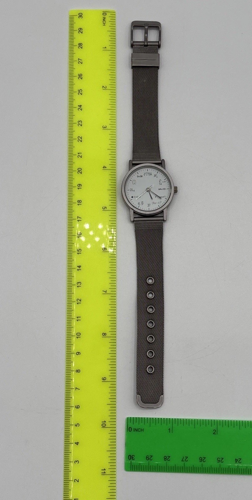 Math Dial Watch Math Equation At Each Hour Stainless Steel Mesh Band Untested