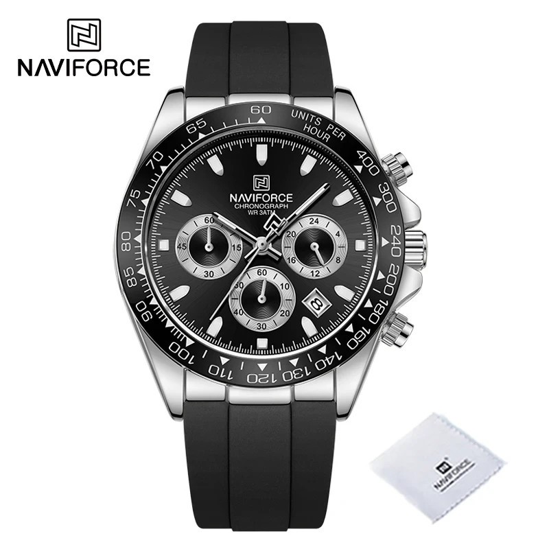 45MM NAVIFORCE Luxury Quartz Diver Watch Men Silicone Waterproof Luminous NEW