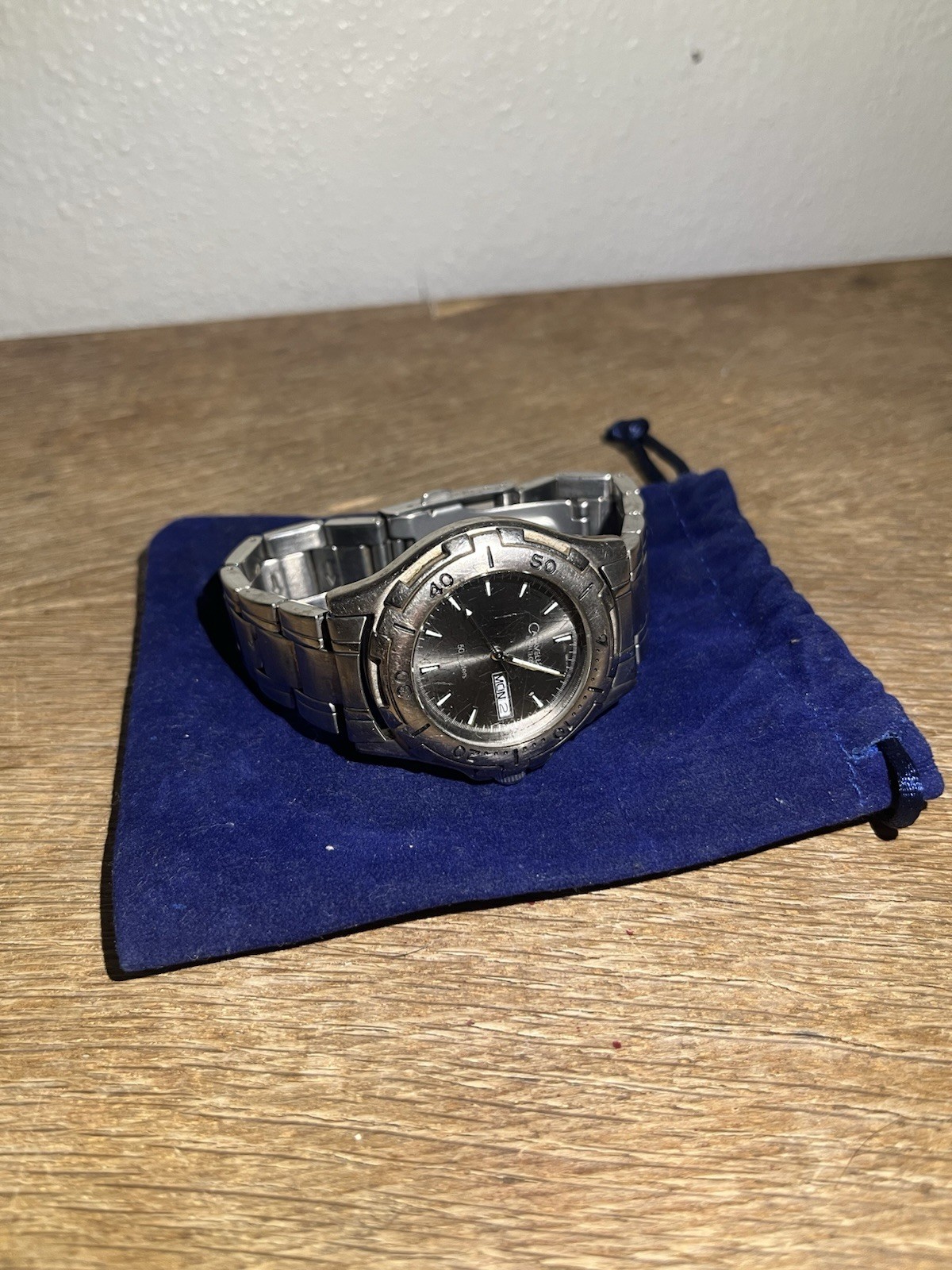 Caravelle Quartz Men’s Stainless Steel Silver Bracelet Watch Day/Date 50m