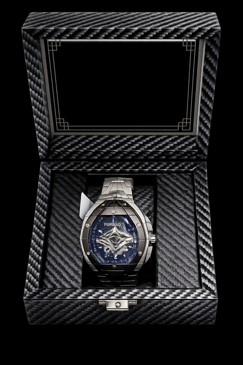 FORRAD Automatic Skeleton Watch Blue Dial Stainless Steel Men’s Watch New in Box