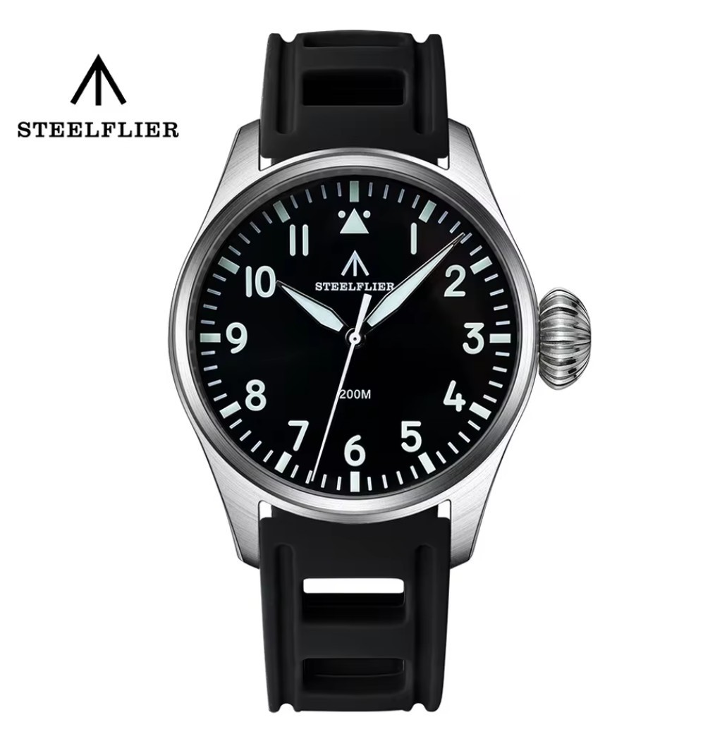 Steelflier SF743 Quartz Pilot Dive Watch Swiss VH31 Luminous 200M Sapphire