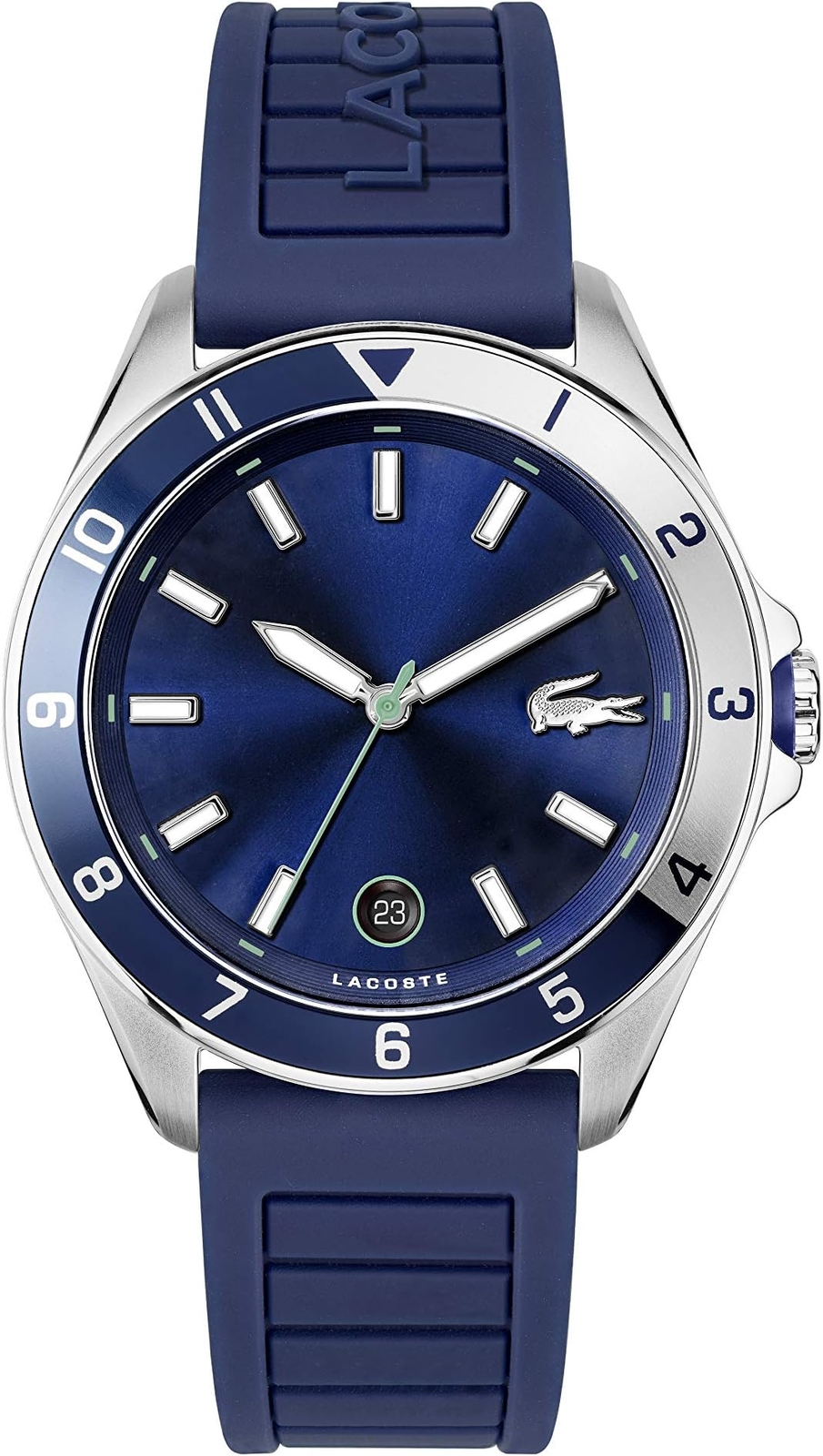 Lacoste 2011125 Men’s Tiebreaker Blue Dial Watch, Blue Silicone Strap, 43mm Case