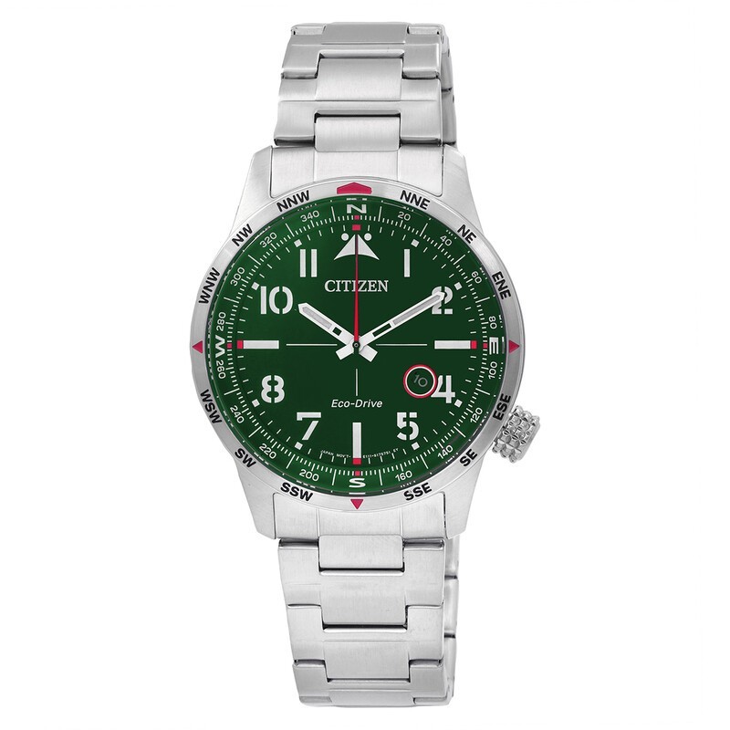 Citizen Eco-Drive Green Dial Men’s Stainless Steel Watch – BM7551-84X NEW