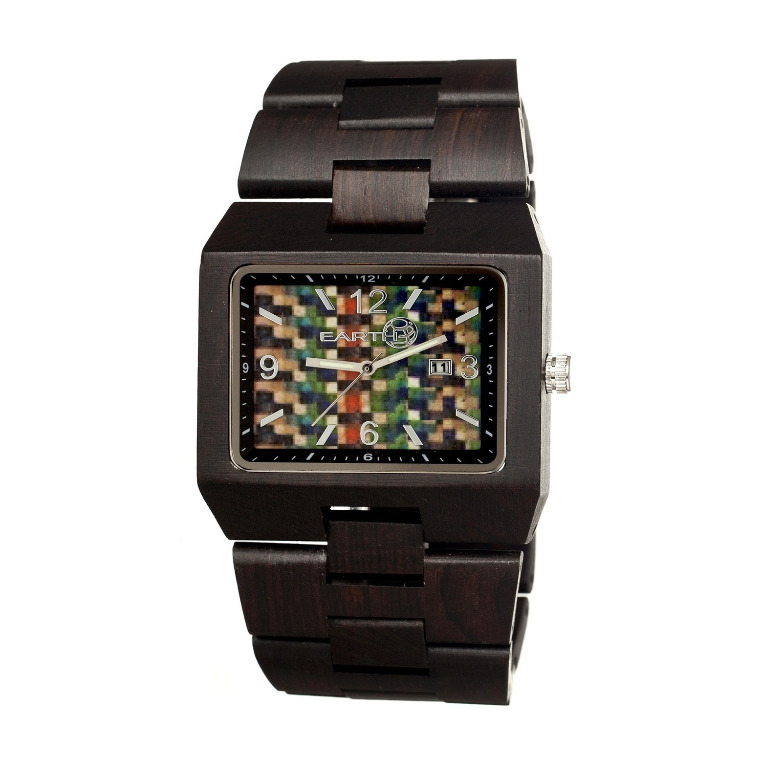 NEW Earth EW1206 Unisex Rhizomes Eco-Friendly Multi-Color/Dark Brown Wood Watch