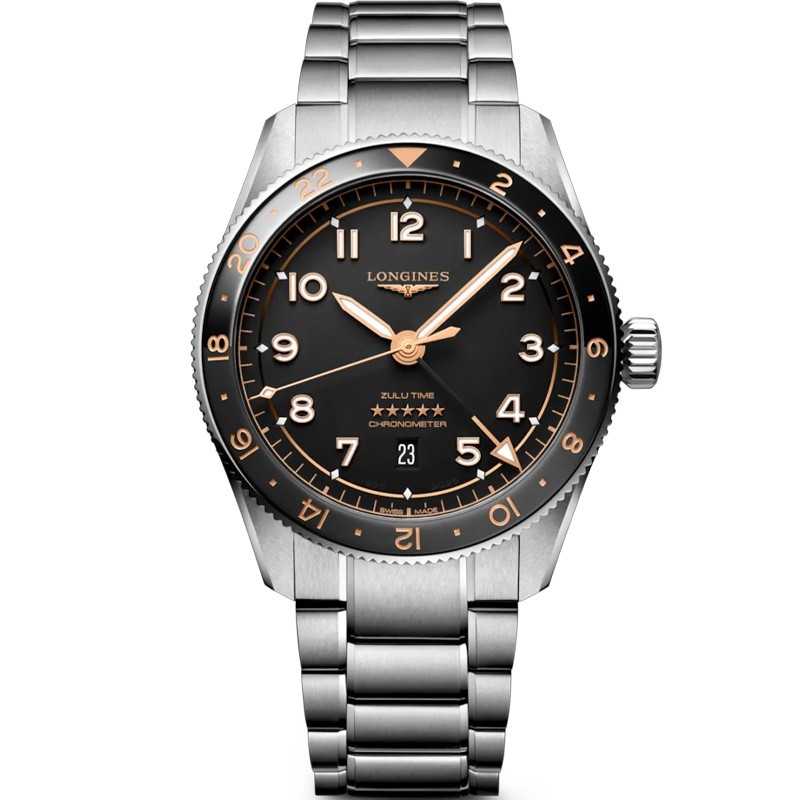 New Longines Spirit Zulu Time 42mm Black Matt Dial Men’s Watch L38124506