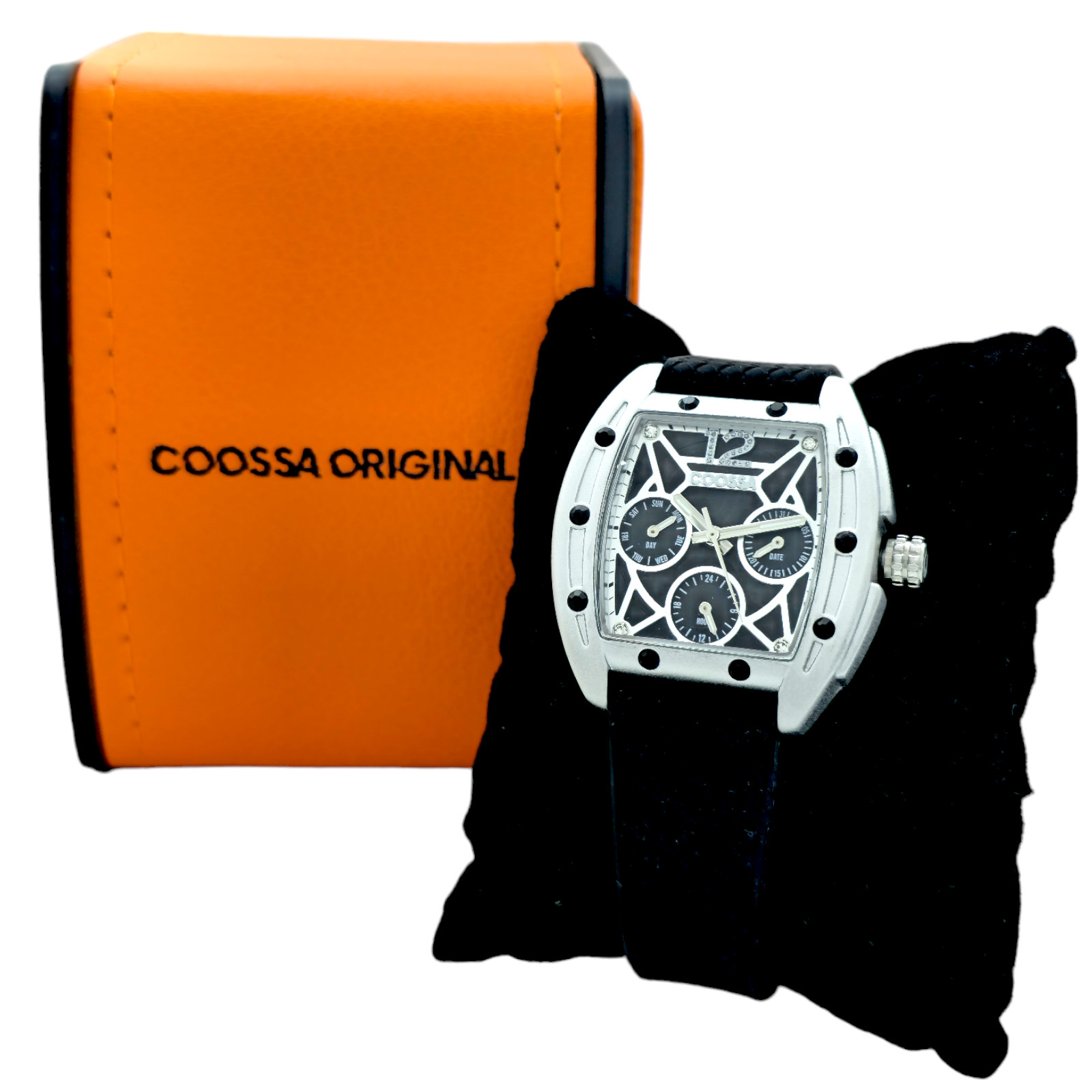 COOSSA ORIGINAL Special Edition Women’s Tonneau 35MM Silver/Black Day-Date Watch