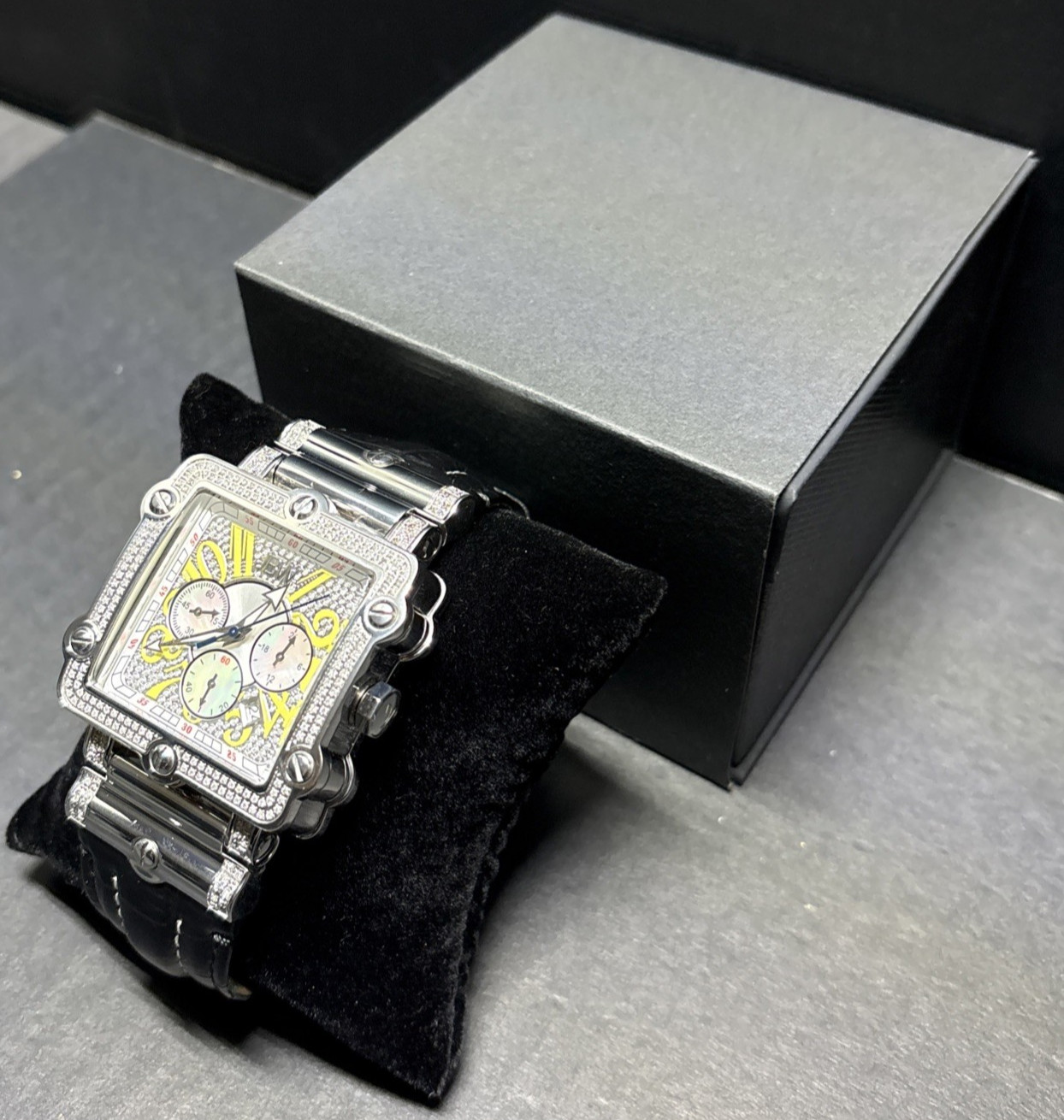JBW Phantom 46mm Diamond Bezel Stainless Steel Chronograph Men’s Watch