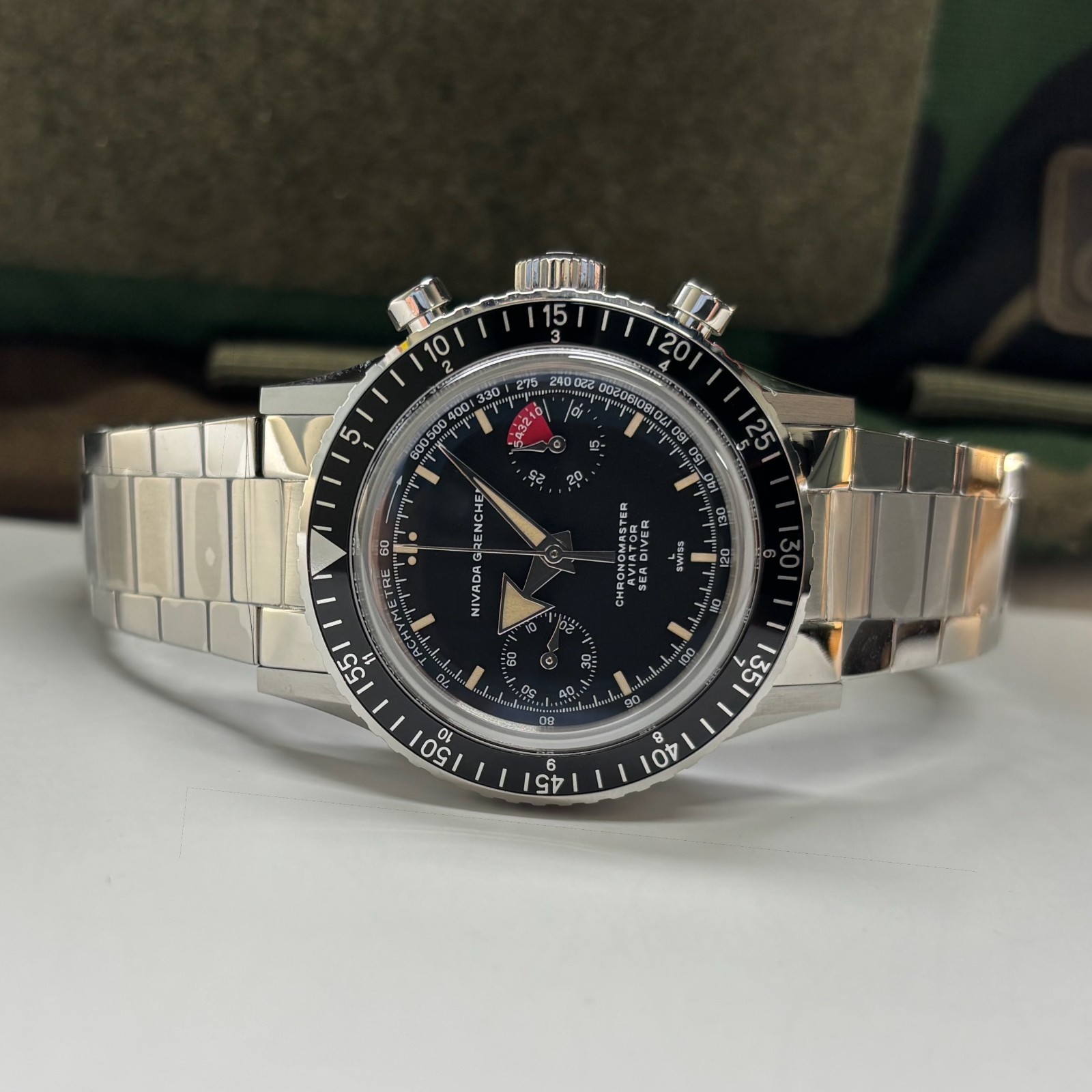 2026 Nivada Grenchen Chronomaster Broad Arrow 38mm 86056M20LC – Black Dial