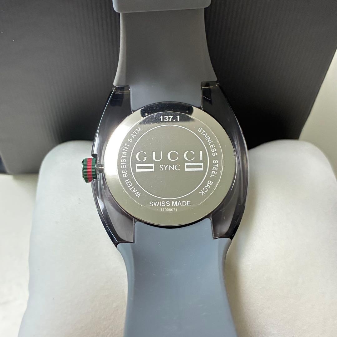 New Gucci Watch Rubber Strap SYNC Gray YA137109A
