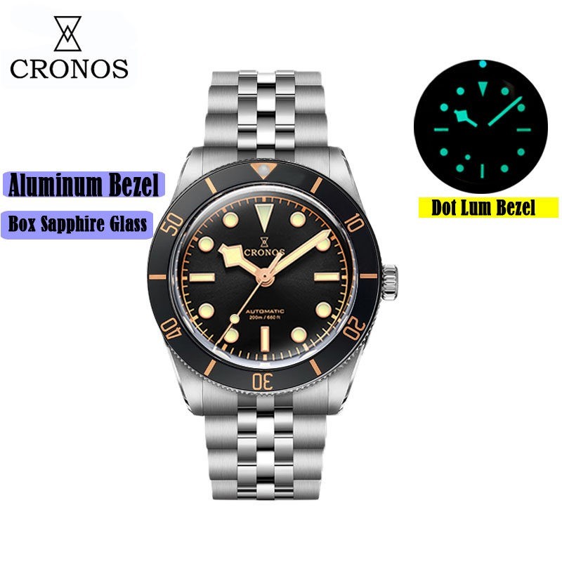 CRONOS Men Automatic Watch 39mm Mechanical Wristwatch Sapphire 20Bar PT5000
