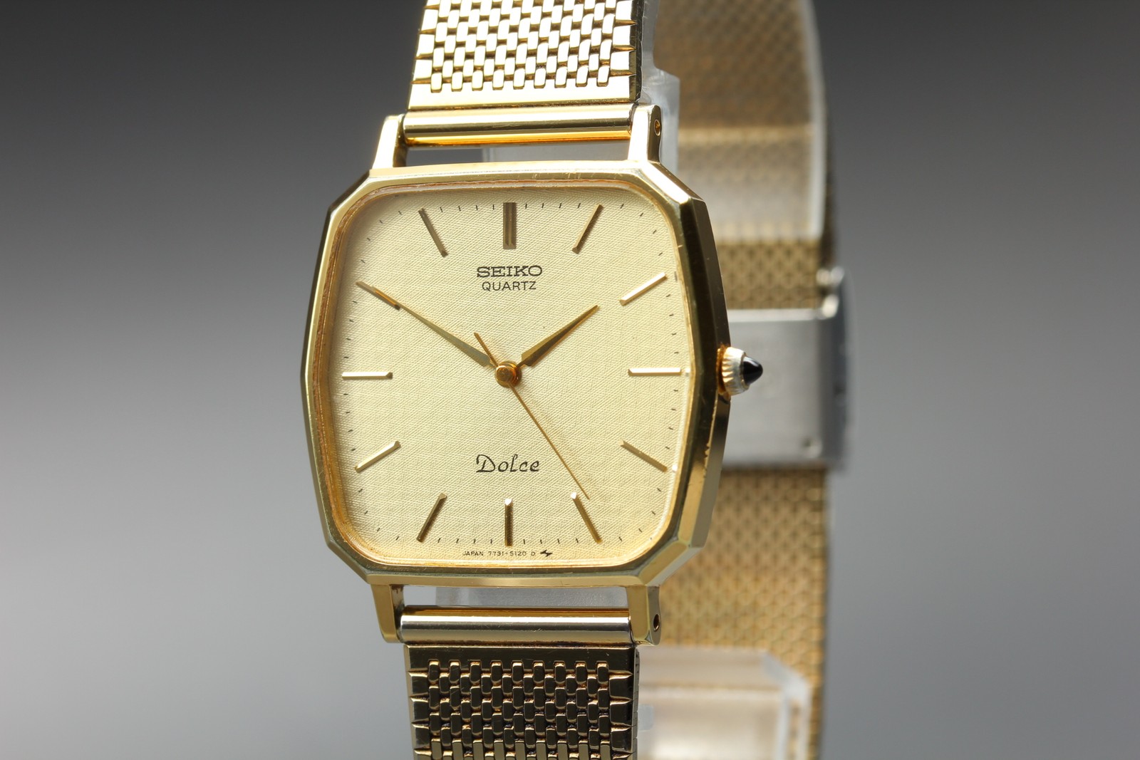 [Near MINT] Seiko Dolce 7731-5120 28mm Gold Dial Quartz Men’s Watch From JAPAN