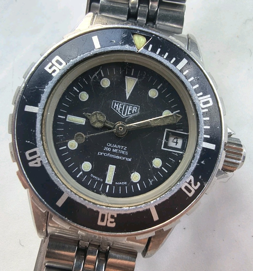 Vintage Heuer Professional 1000 Series 980.008 Womens Diver Watch 28MM Running