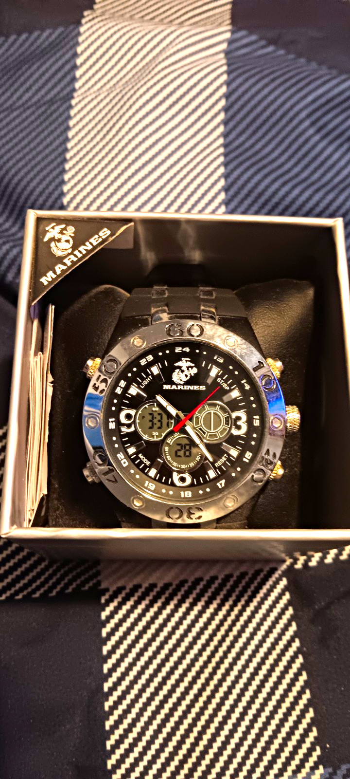 Wrist Armor Marines Tactical Analog/Digital Quartz 100m Black Rubber Strap Box
