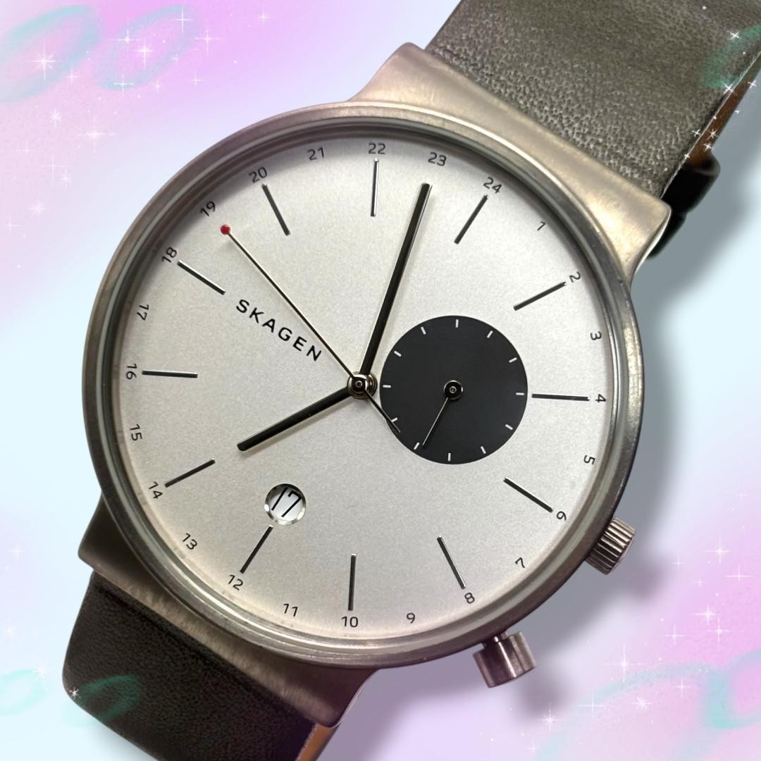 SKAGEN SKW6319 Ancher Quartz Titanium Watch 21.5cm 8.5in Mens Japan used