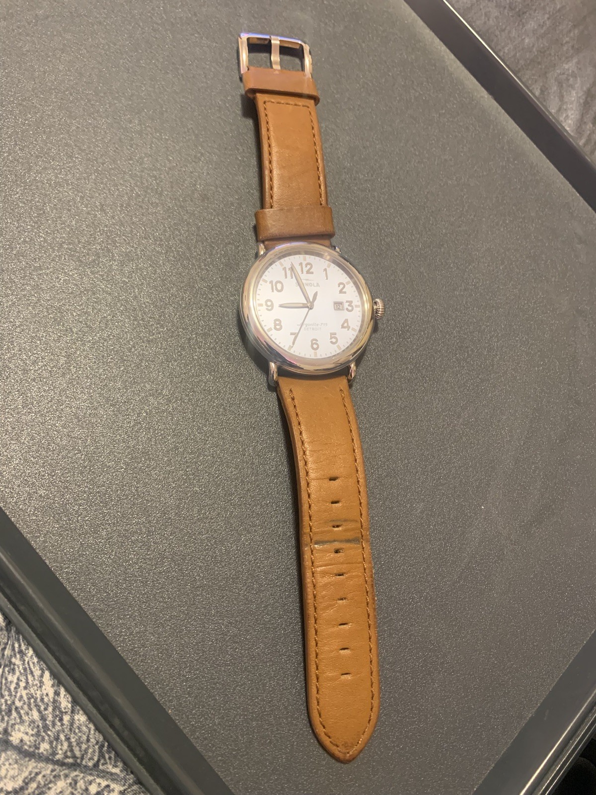 Lightly Worn Shinola Mens Gray Blue Runwell Argonite 715 41mm Watch Wris G2U
