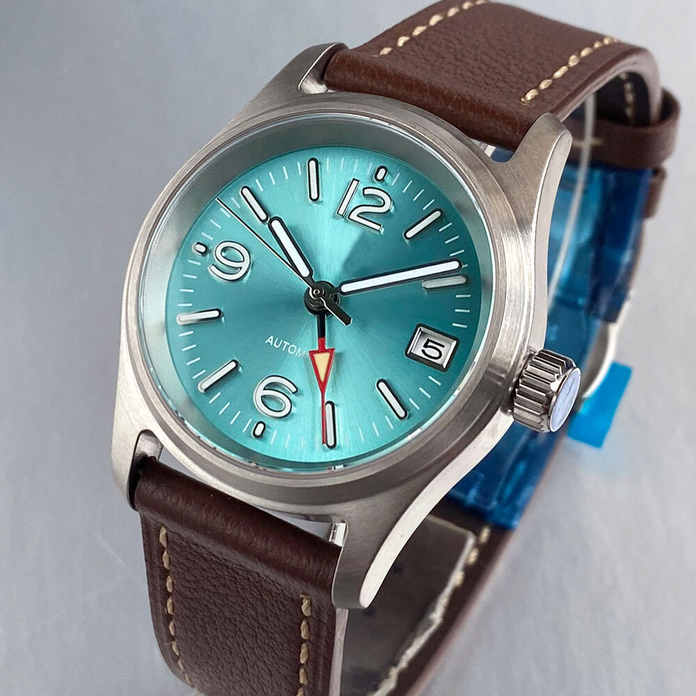 36mm Tandorio Black White Blue 200M Diving Pilot NH34 GMT Automatic Watch Men