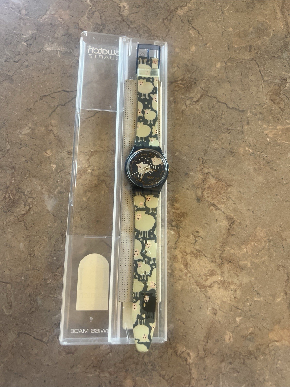 Vintage 1995 Swatch Quartz Watch Black Sheep RARE W/ Original Case