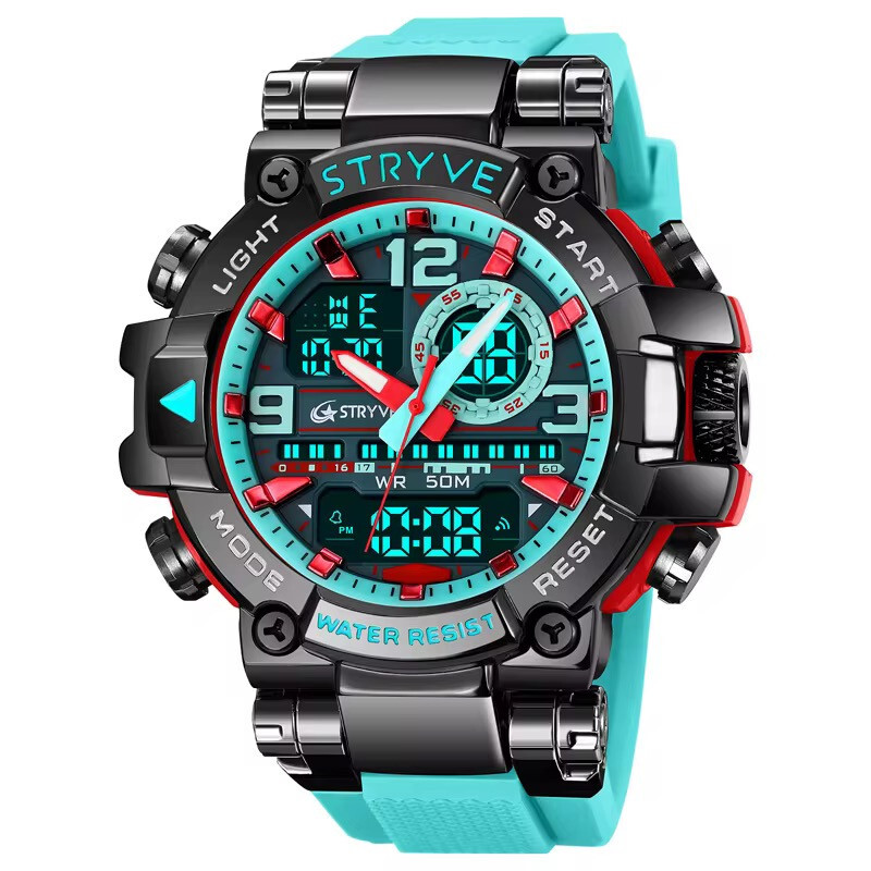 Men Oversize Waterproof Shock Resistant Digital Sport Dual Time WRIST WATCH 55mm