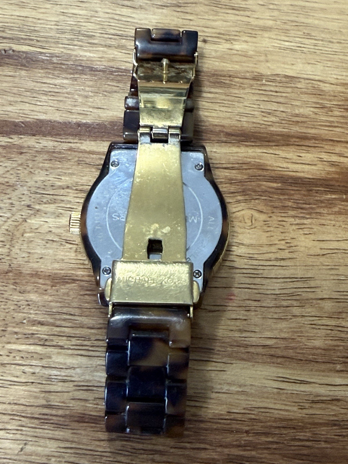Michael Kors Ritz Tortoise Chronograph Quartz Watch Gold Case Diamond Markers