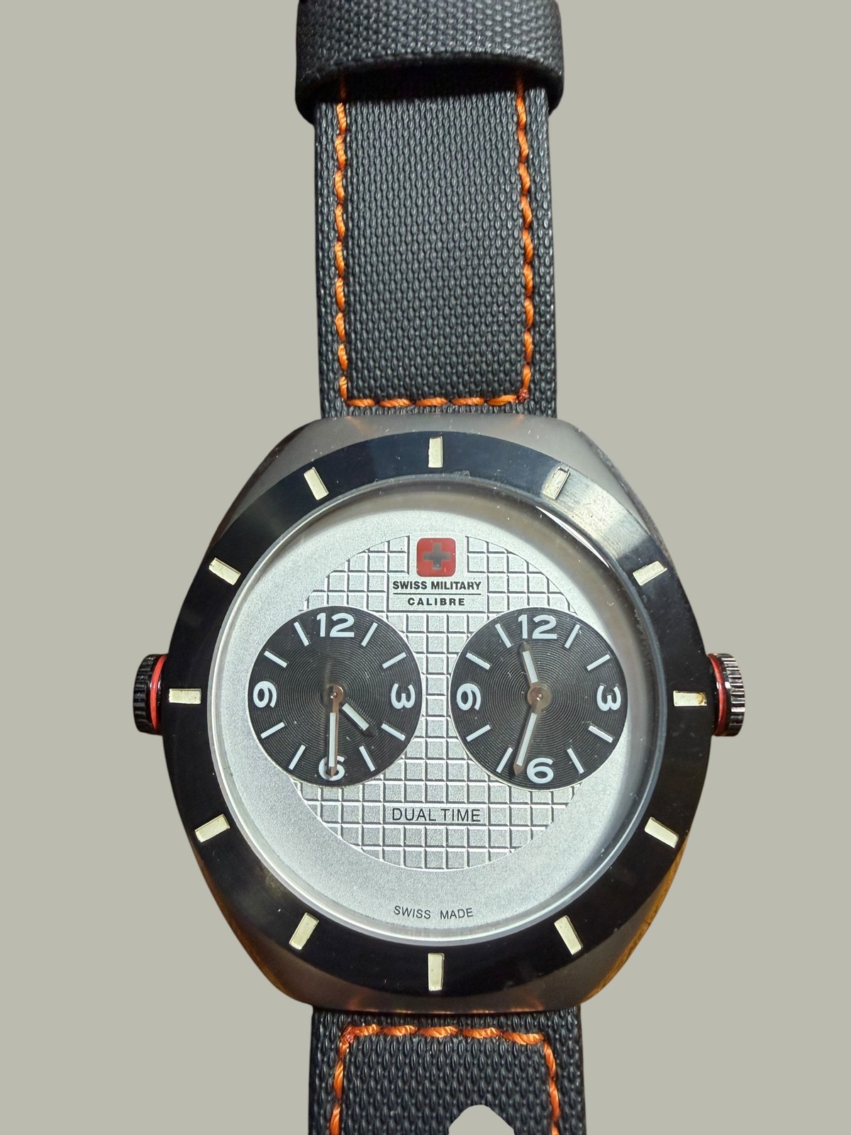 Swiss Military Calibre Commando Dual Time Watch Black Canvas Strap 10ATM