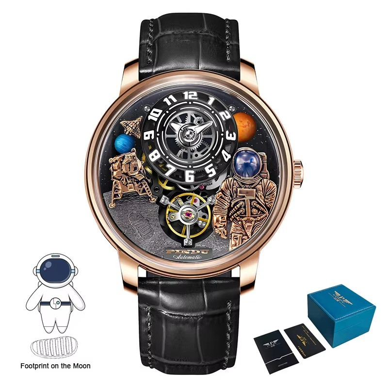 New PINDU Space Series Luxury Men’s Mechanical Watch 5ATM Tourbillon Luminous