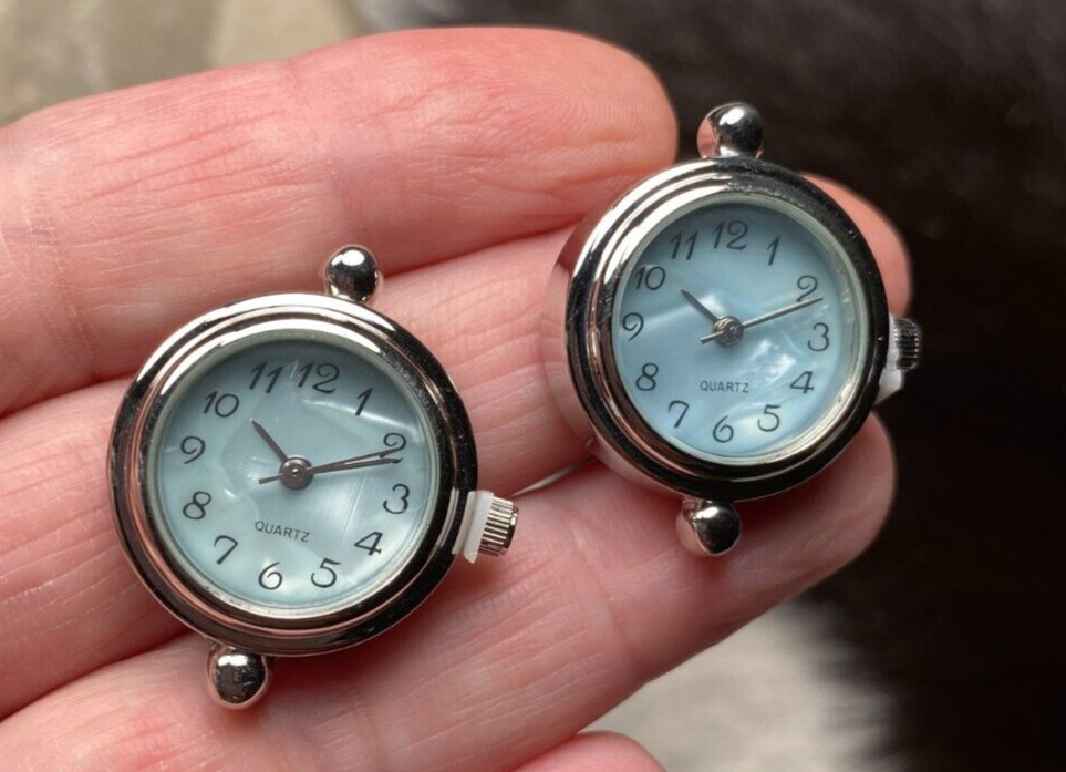 Beading Watch Faces for Jewelry making Blue Round 20 mm Jewelry Making 2 pcs