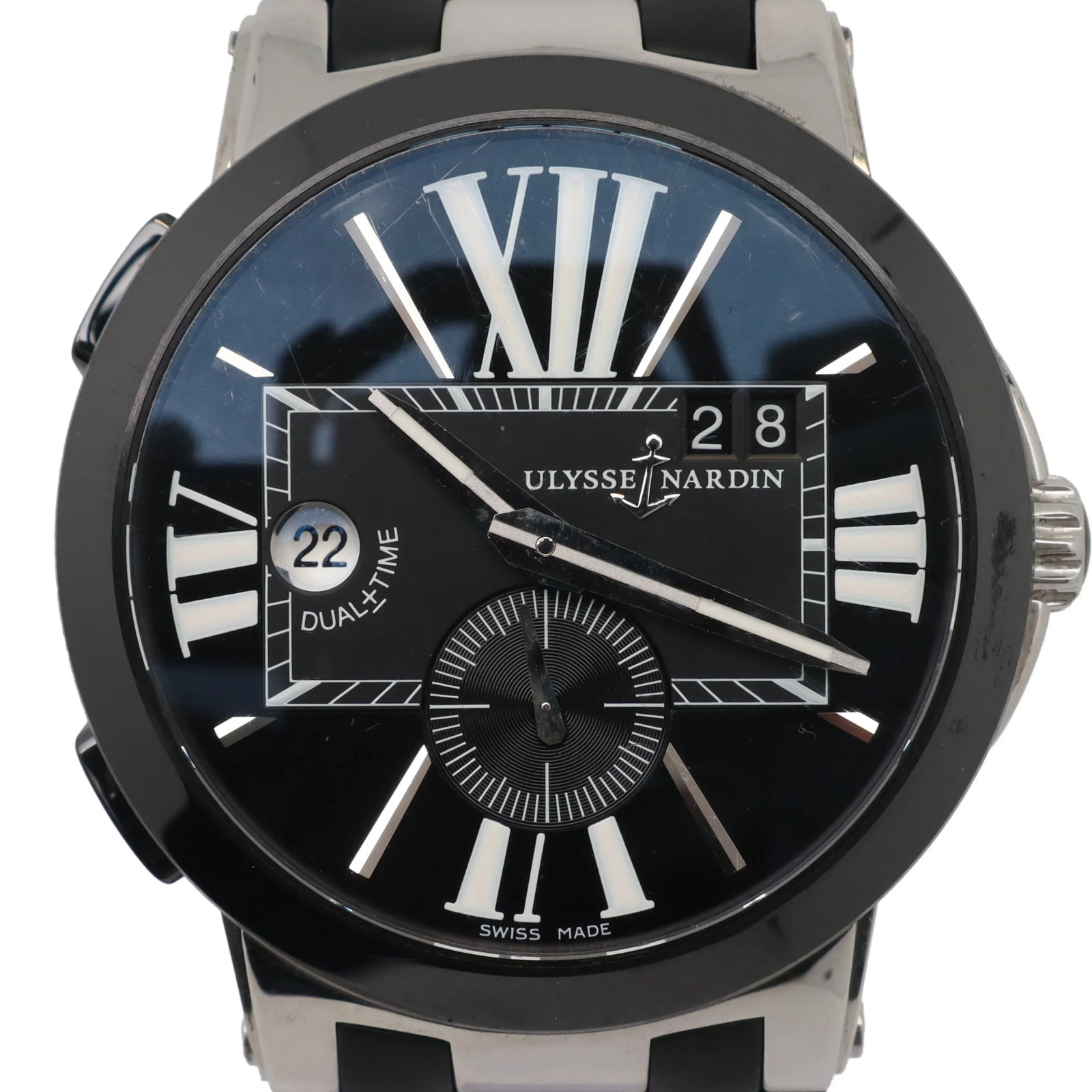 2010s Ulysse Nardin 243-00 Executive 43mm Dual Time Steel Rubber Automatic Watch