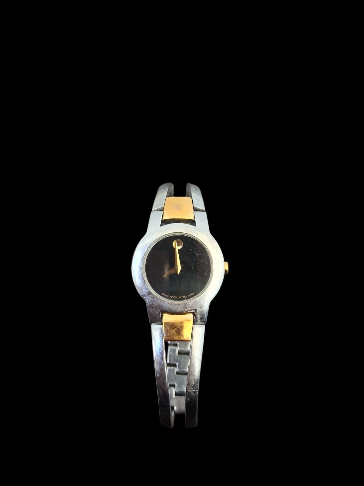 Movado Amorosa Womens Watch 24mm Black Dial Two Tone Swiss