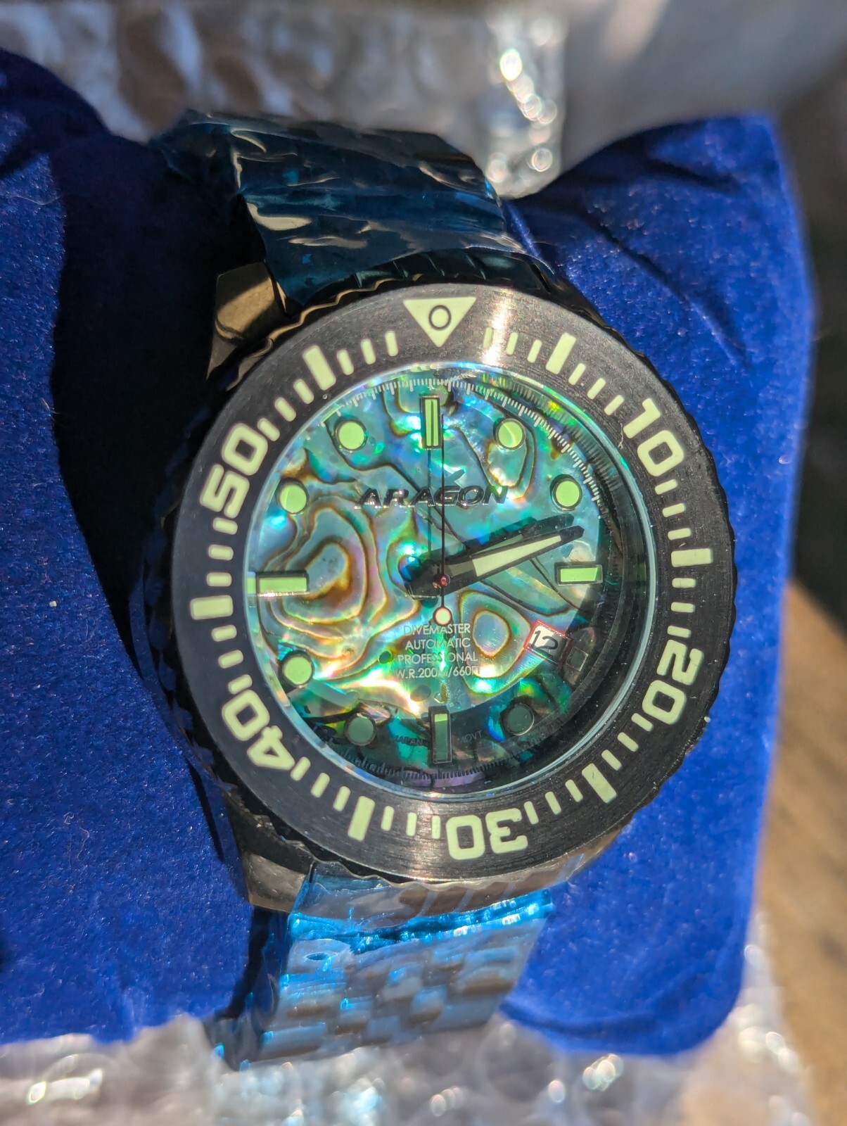 ARAGON Divemaster EVO IP Black 45mm Automatic Abalone NH35 24 Jewels