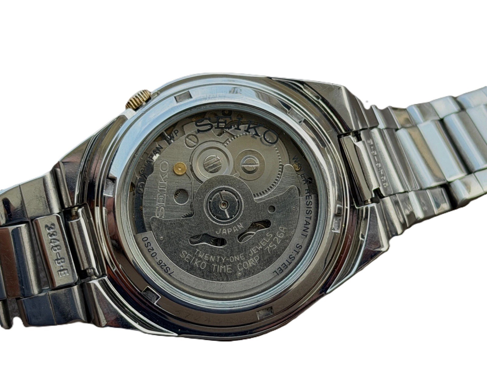 Seiko 5 Automatic Gold Dial Day Date Men’s Watch 21 Jewels Vintage 7S26 Japan