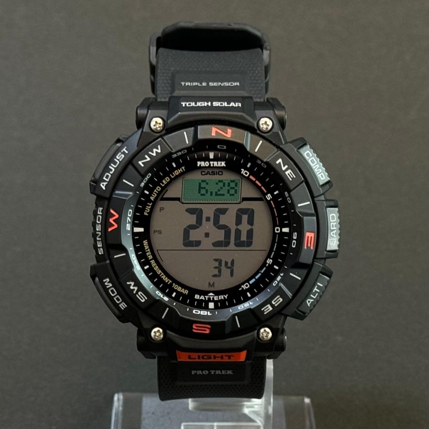Casio Pro Trek PRG-340-1JF Black Tough Solar Compass Outdoor Digital World Time