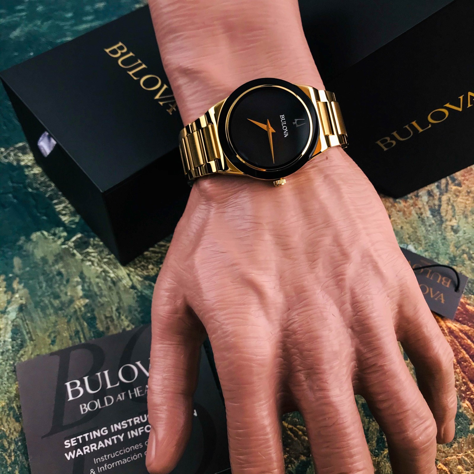 Bulova 97A183 Millennia Black Dial Gold-Tone Stainless Steel Men’s Watch 41mm