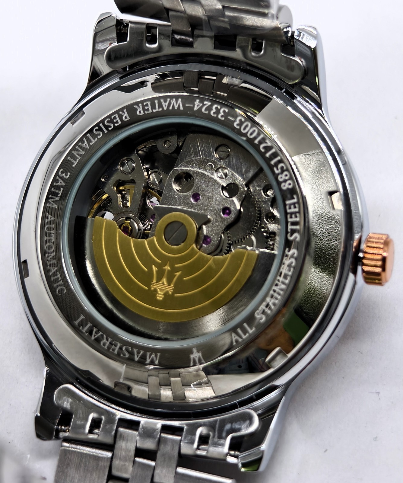 Awesome Maserati Automatic Black Dial Dual Tone Band Analog Men’s Wrist Watch