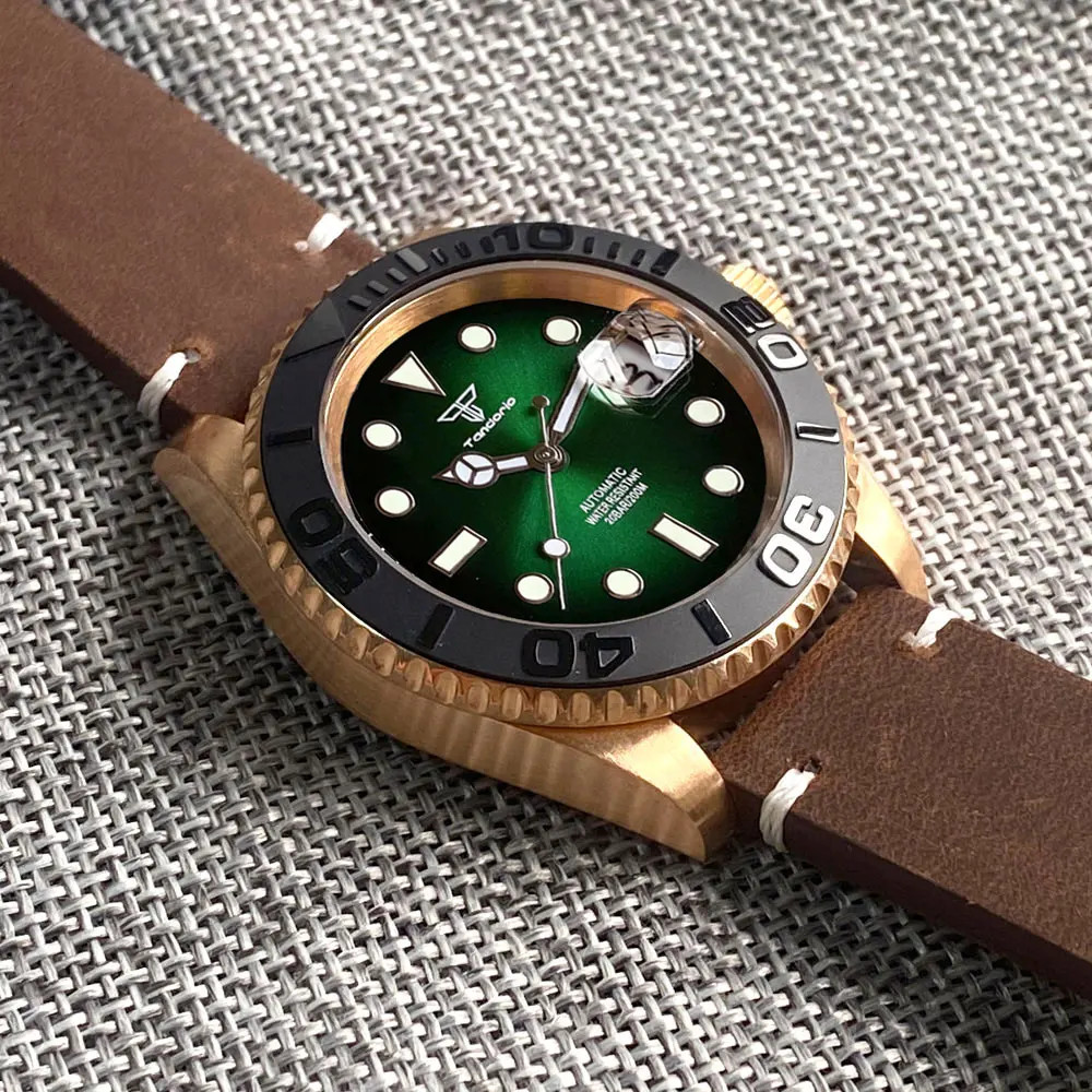 Tandorio 20ATM Solid CuSn8 Bronze Mechanical Men’s Watch For Japan NH35/ Miyota