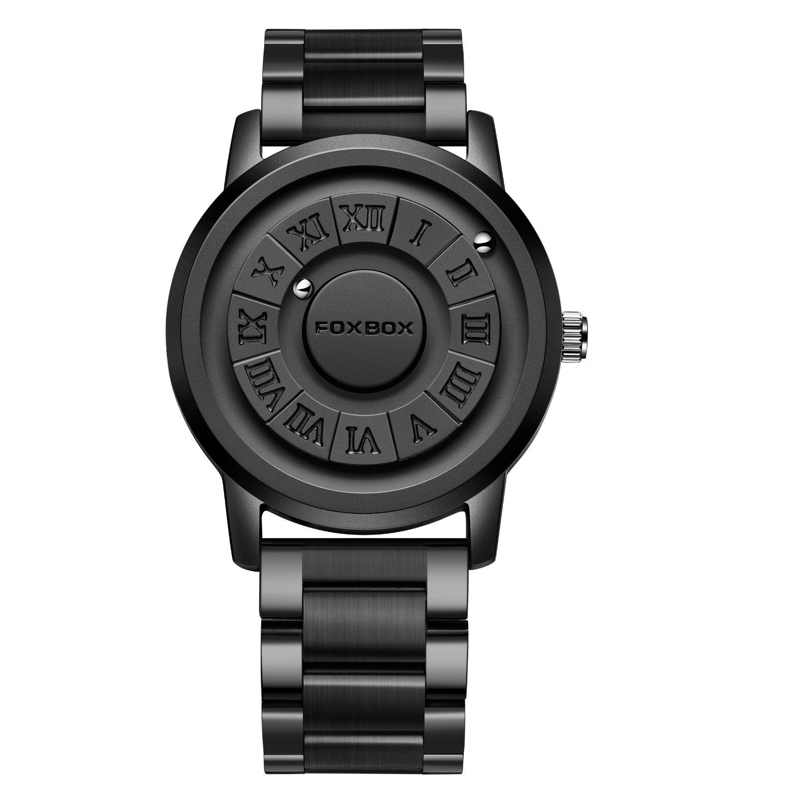 LIGE FOXBOX Men Quartz Watch Creative Scrolling Bead Magne Wristwatch Waterproof