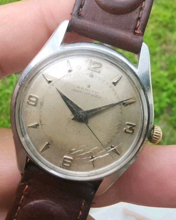 VINTAGE 1950’S ZENITH AUTOMATIC BUMPER S STEEL MEN’S 35mm SWISS WATCH CAL 133.8