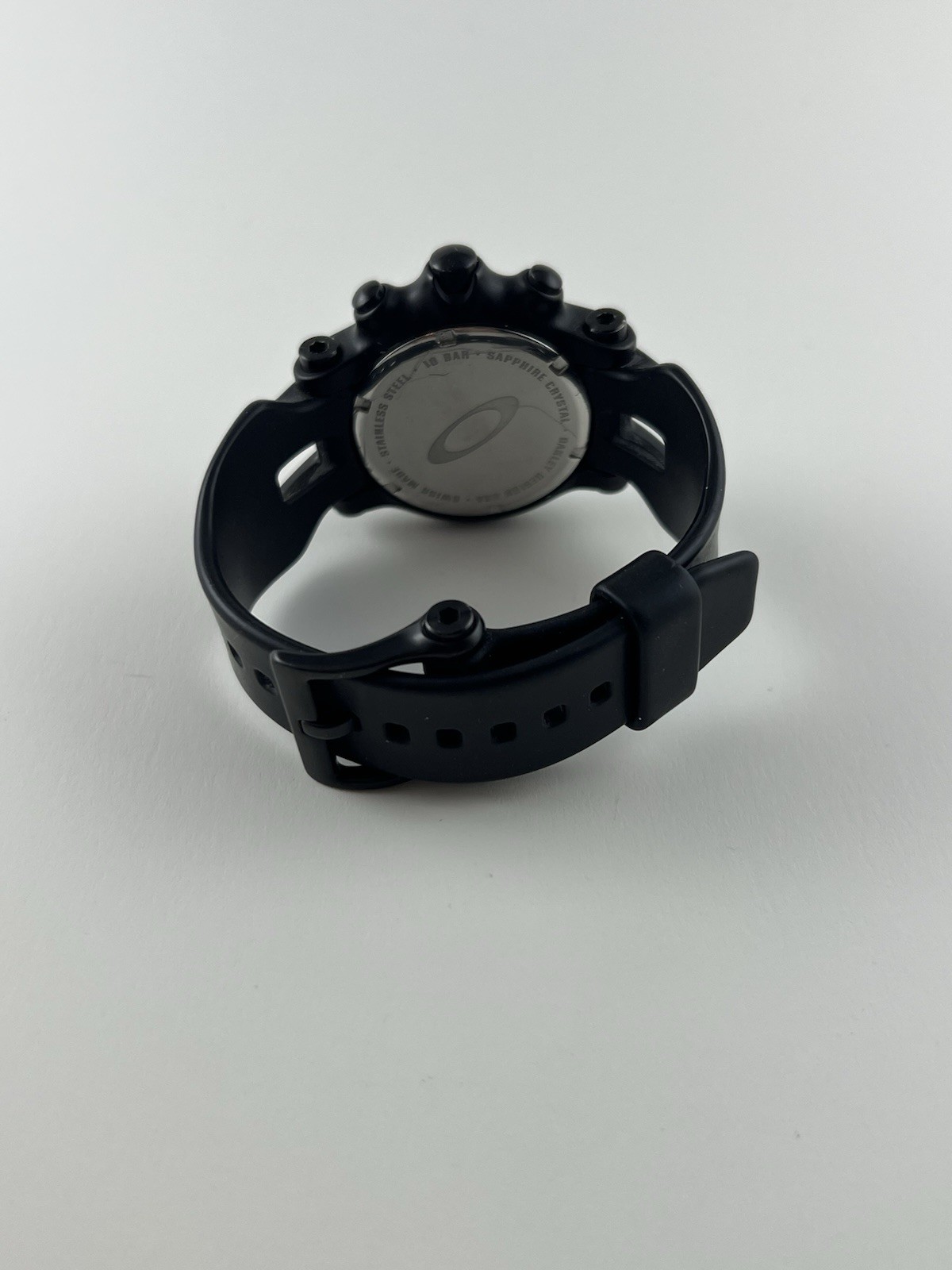 Oakley Holeshot 6-Hand Watch Stealth Black Stainless Steel Rubber Band Sapphire