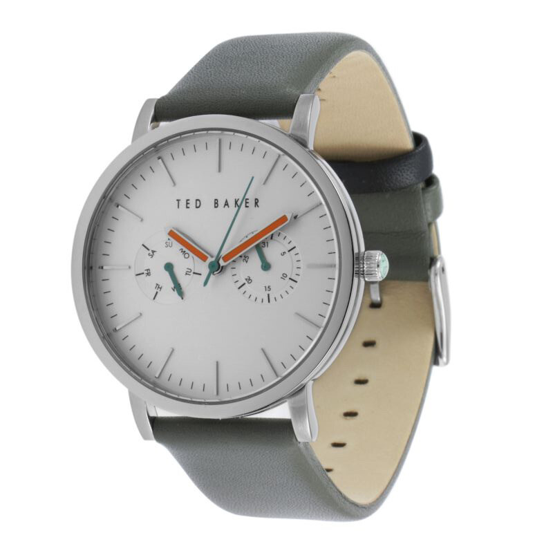 RARE Ted Baker Watch TE1093 Men’s Round Leather Strap Water Resistant 10009291