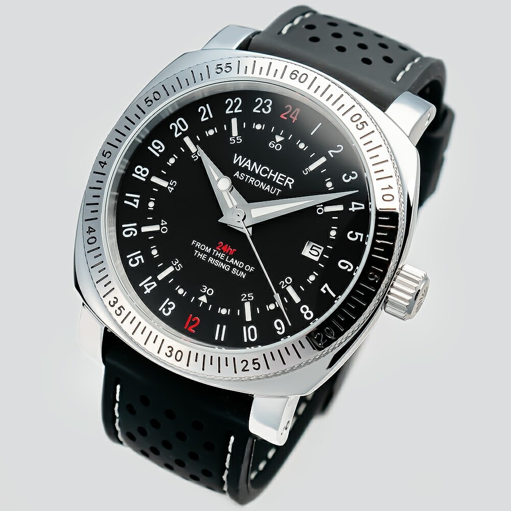 WANCHER Astronaut Black Deep Dial 24-Hour Automatic Watch 43mm Case New