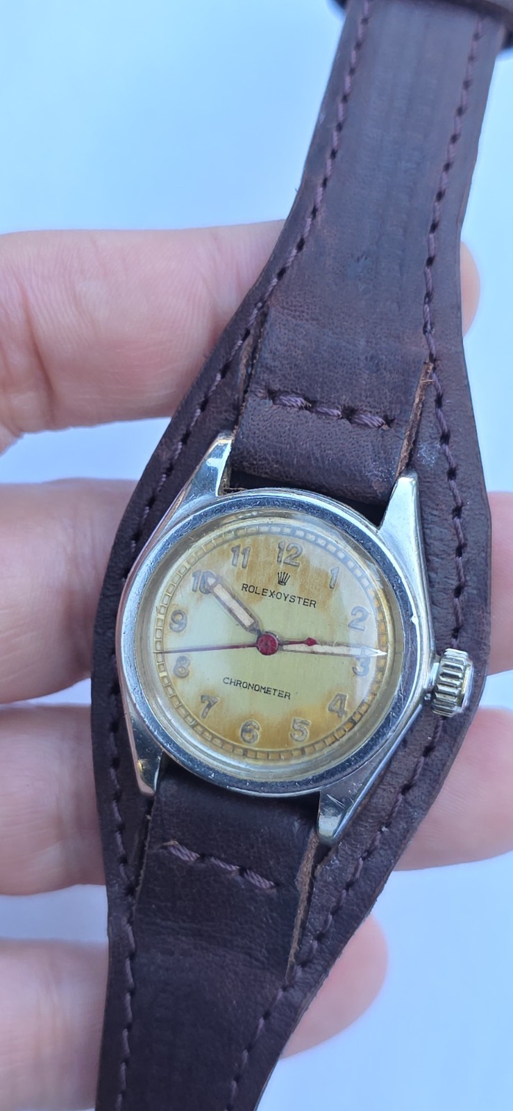 Vintage ROLEX Oyster Chronometer Ref 2595 Military 29mm Patina Dial Manual Watch